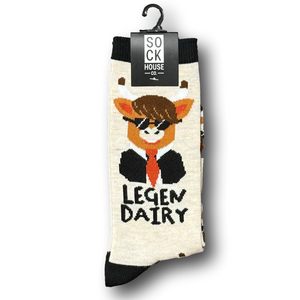 3/$18 Legendary Cows "Legendairy" Funny Novelty Crew Socks - NWT